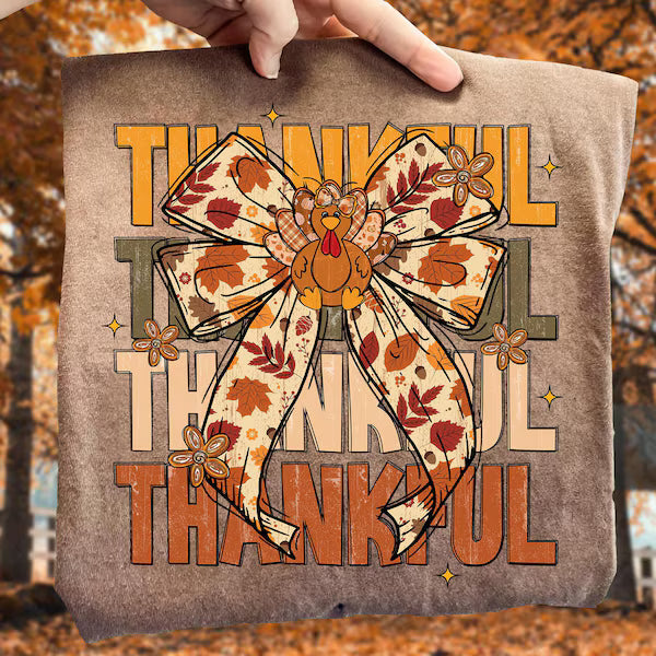 Thankful x4 With Bow Fall DTF Print