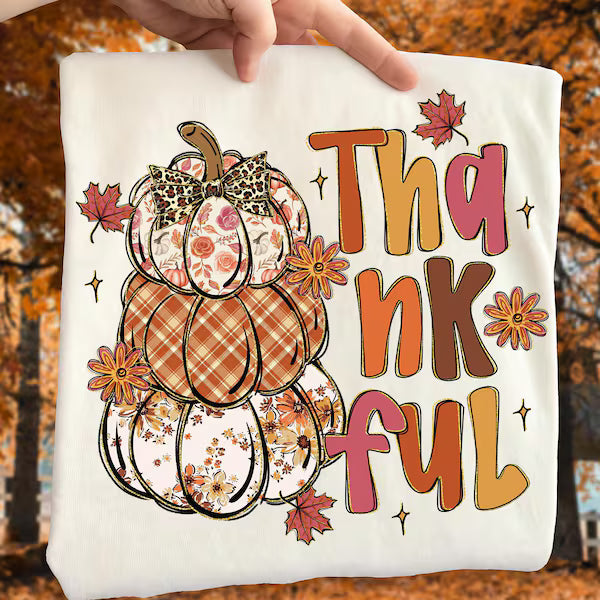 Thankful Pumpkin Stack Fall DTF Print
