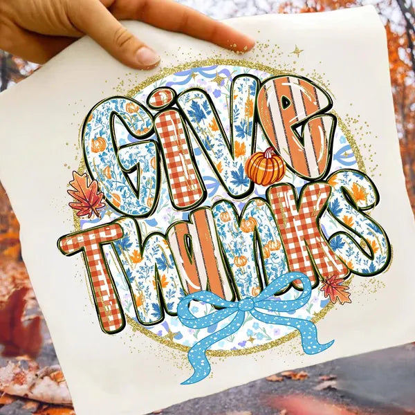 Give Thanks Floral Fall DTF Print