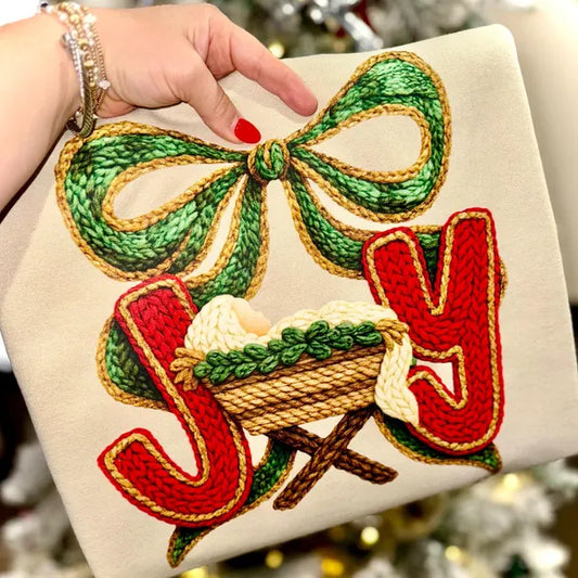 Faux Yarn Joy Christmas DTF Transfer