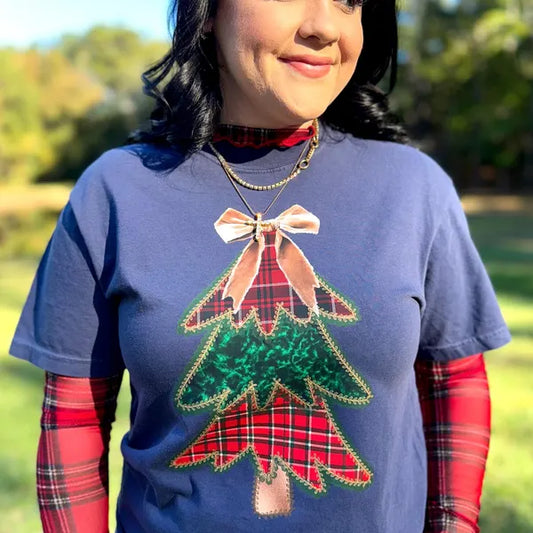 Faux Embroidered Tree Christmas DTF Transfer