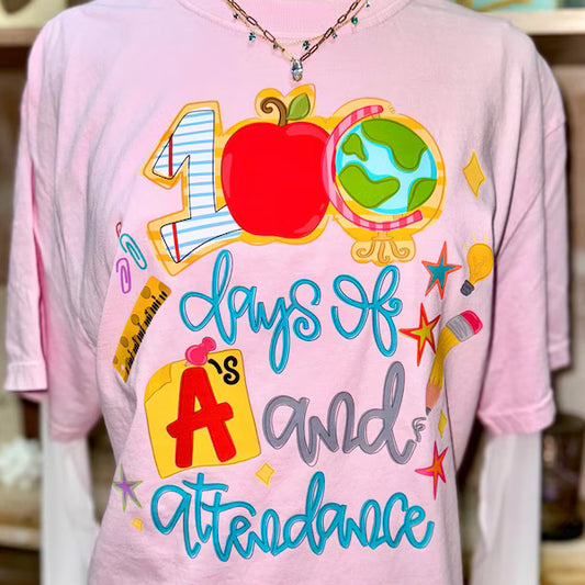 100 Days of A's and Attendance School DTF Transfer