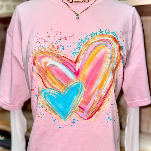 Watercolor Hearts Valentines DTF Transfer