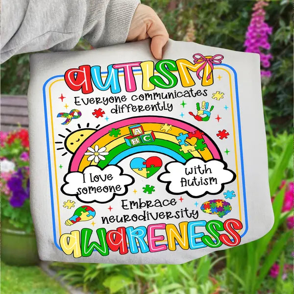 Autism Awareness Rainbow DTF Transfer