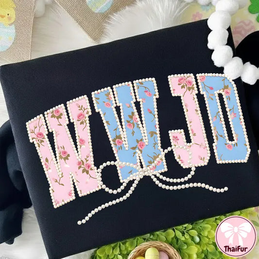 WWJD Floral Pearls Faith DTF Print