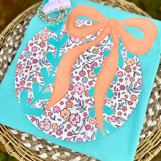 Orange Bow & Floral Baseball DTF Transfer