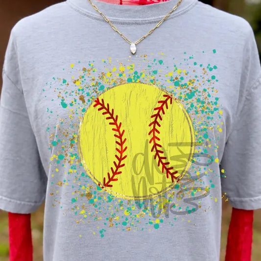 Softball Splatter DTF Transfer