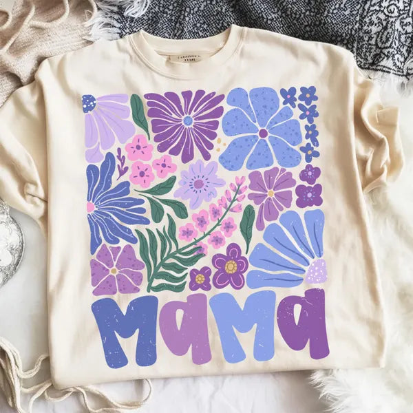 Mama Purple Floral Mama DTF Print
