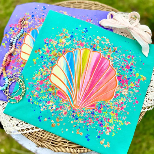 Seashell Splatter Summer DTF Transfer